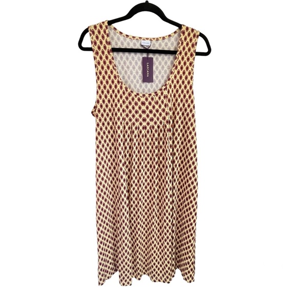 Lascana Dress (only) Cream & Burgundy - NWT - Size 12 - Picture 1 of 9